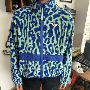 Nike Sportswear Animal Print Sherpa Jacket Cropped Boxy ~ Size Small